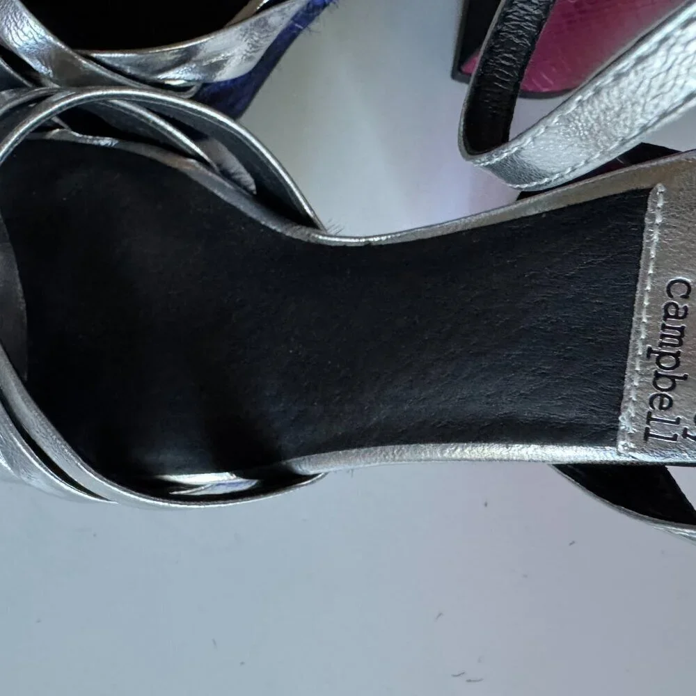 Jeffrey Campbell Rockin' Out Ankle Strap Platform Sandal Blue Zebra Calf Hair